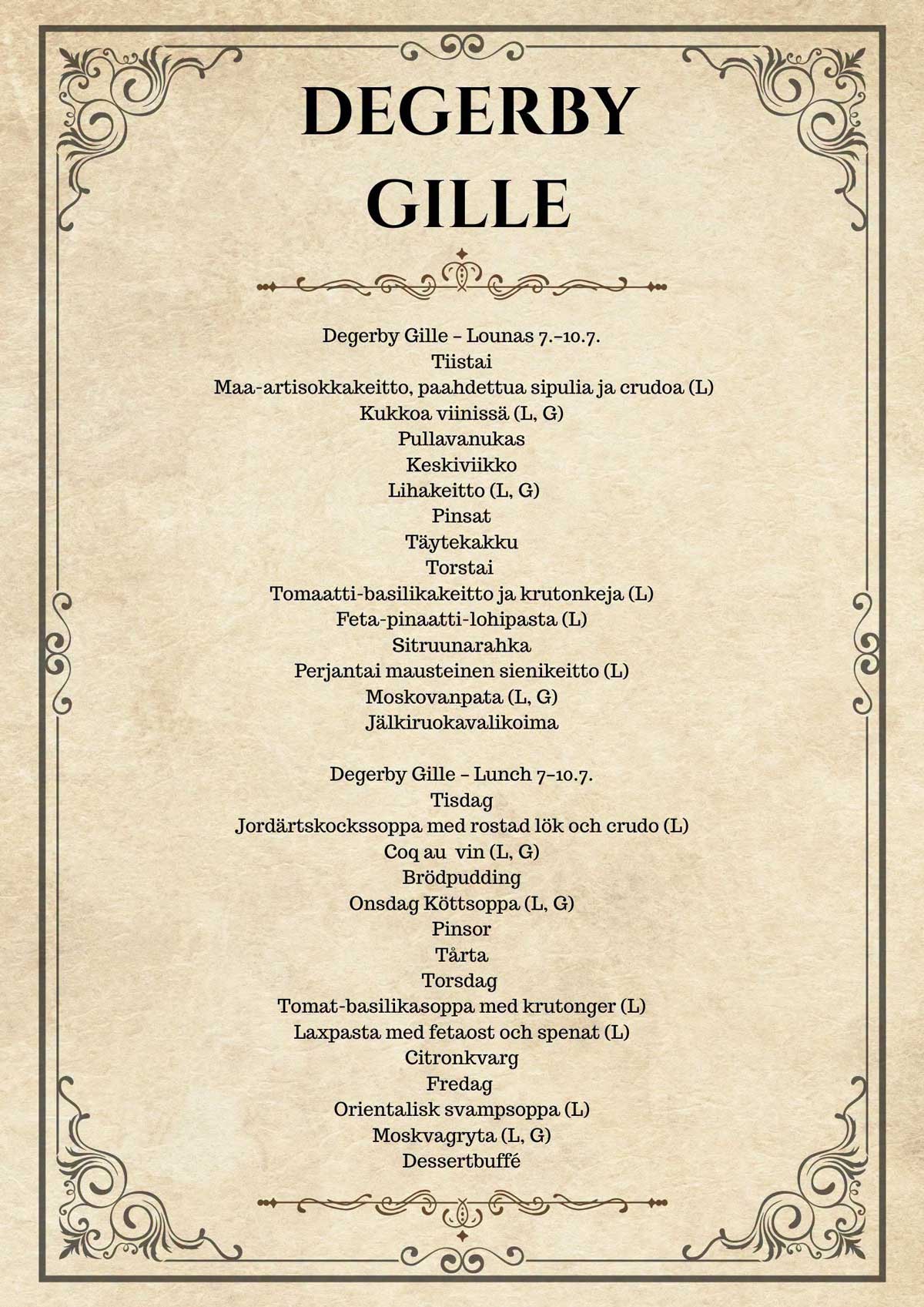 Degerby Gille Lounas Lunch Degerby Gille Lounas Lunch