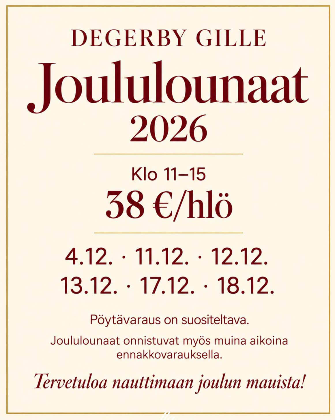 Degerby Gille Joululounas Jullunch Degerby Gille Joululounas Jullunch